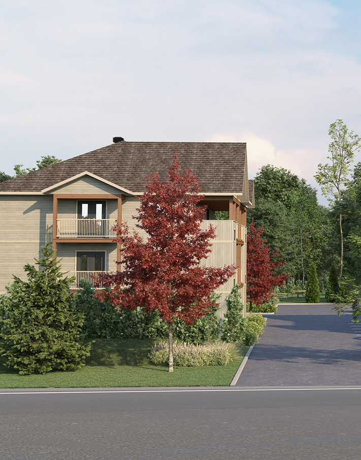 Vue de la rue d’un des blocs appartements 